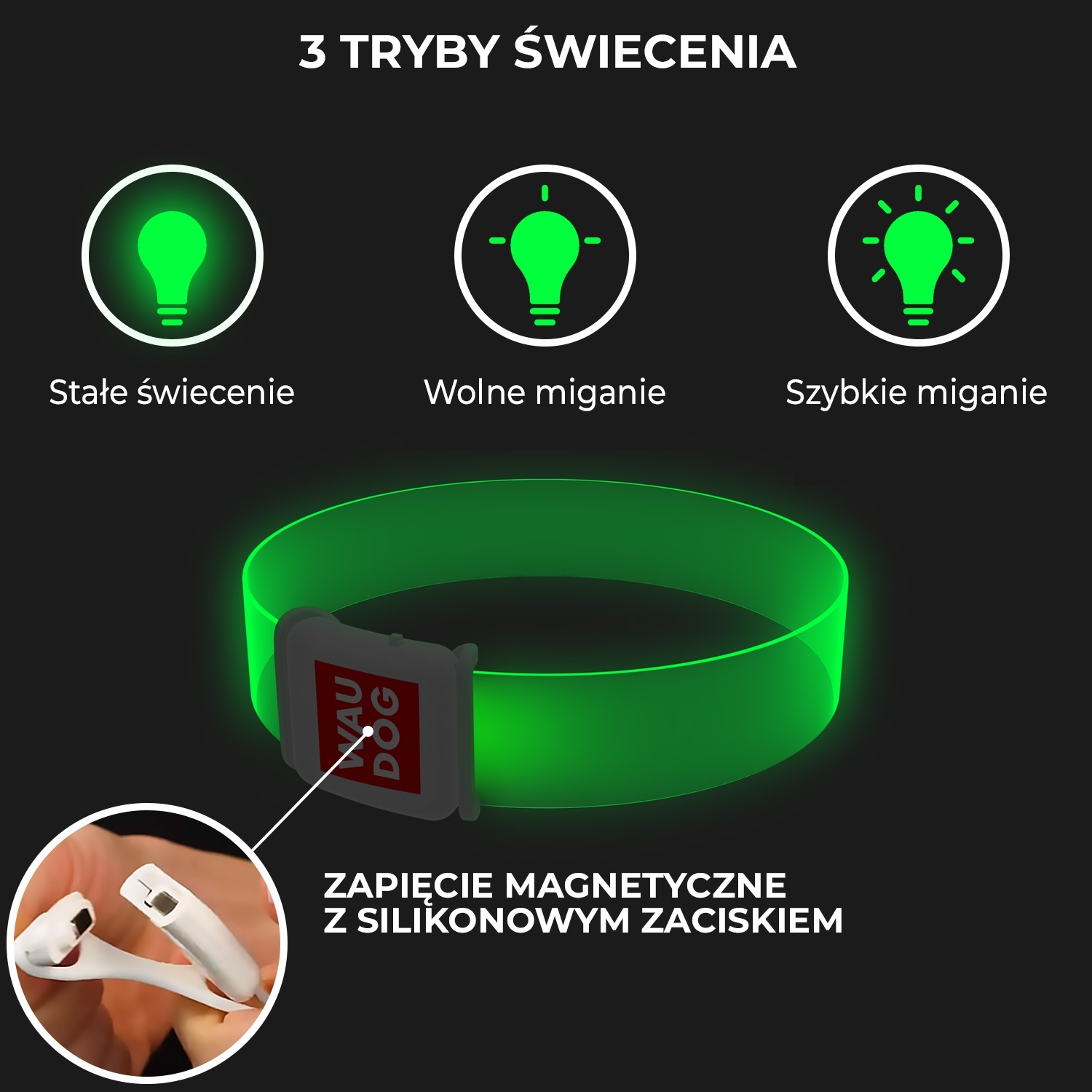 Waudog Obroża dla psa silikonowa świecąca LED r. L 60 cm - obrazek 4